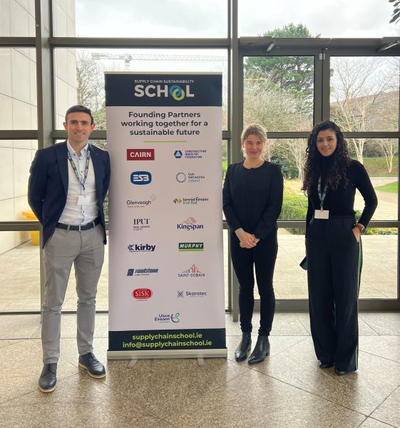 Pictured (l-r): Jason Doherty, Kirby Head of Sustainability, Giedre Visockaite, Kirby EHS & Sustainability Director, and Aline Facchini, Kirby Sustainability Analyst