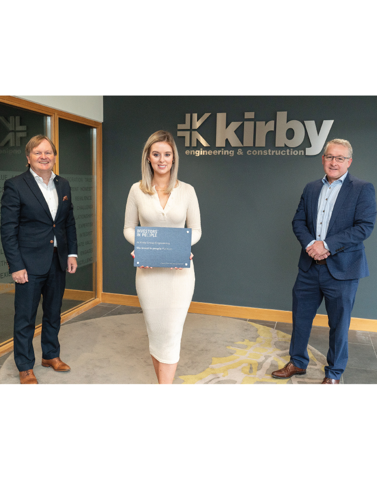 Fergus Barry, Group Head of Human Resources, Michelle Powell, HR Business Partner and Group Managing Director, Mark Flanagan accept the Investors in People Platinum Award.