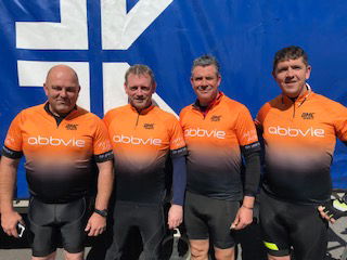 Pictured at the All for One AbbVie Cycle 2019: John Carroll, Mikey Ryan, Brian Burke and Peter Kearns. Missing from photo is William Killackey