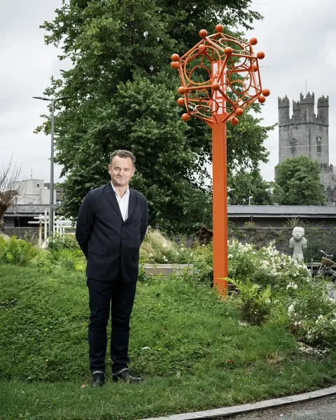 Artist Paul Harrison pictured at the Hunt Museum in Limerick, for the unveiling of a dodecahedron shaped sculpture, part of its Museum in a Garden project.