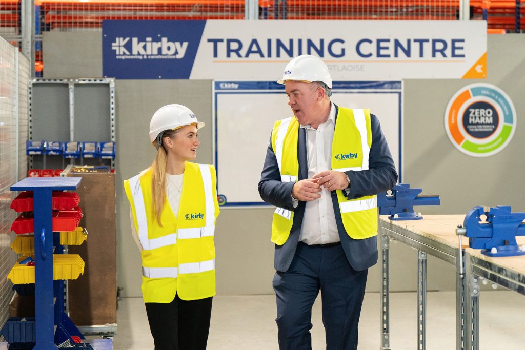 Ella Clarke with Henry McCann in the Kirby Portlaoise OSM facility
