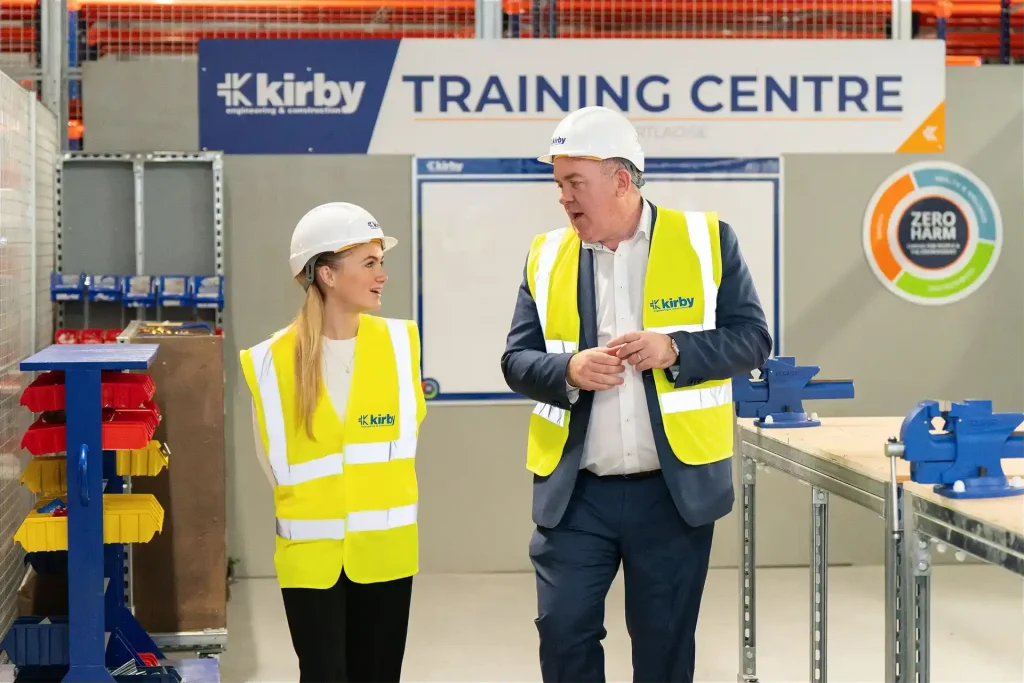 Ella Clarke with Henry McCann in the Kirby Portlaoise OSM facility