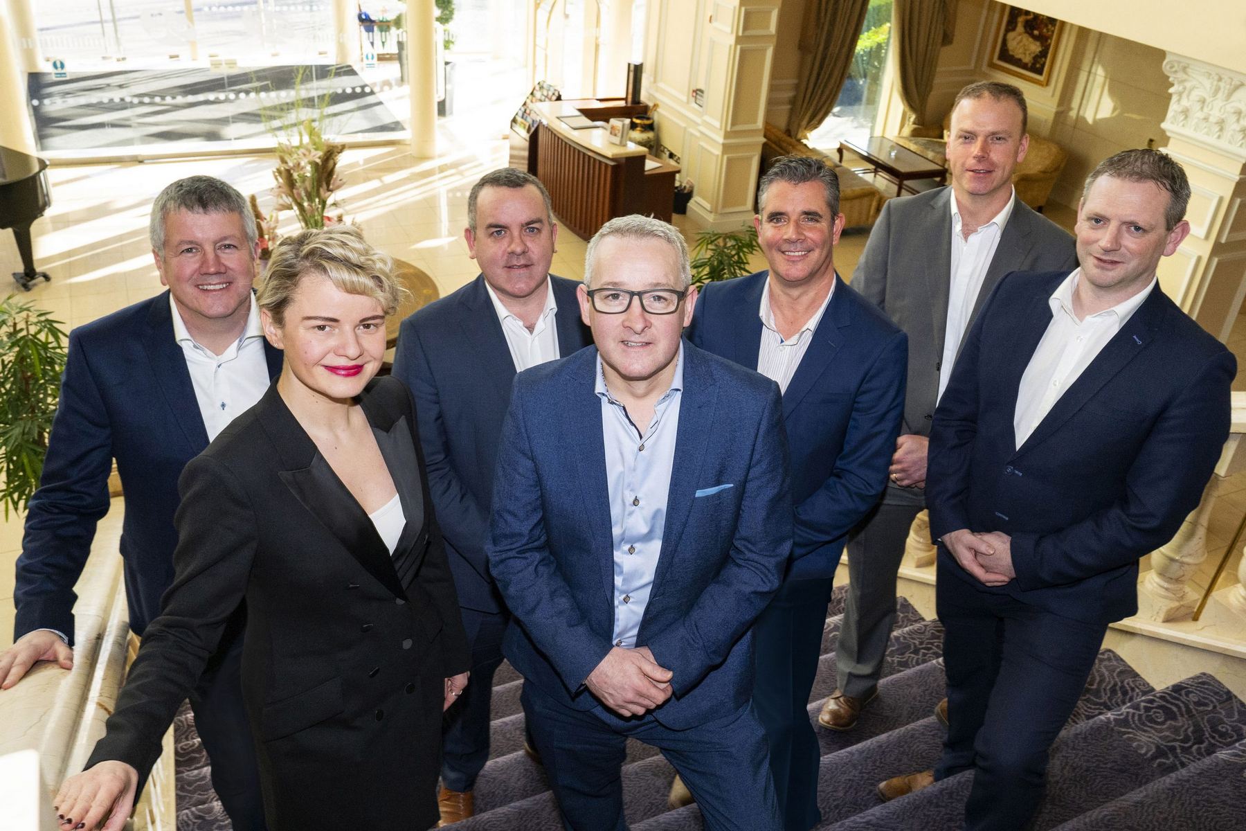 (L to R): Sean Meagher, Associate Director – Commercial, Giedre Visockaite, Associate Director – Strategy and Marketing, Henry McCann, Group Operations Director, Mark Flanagan, Group Managing Director, Brian Burke, Operations Manager – Connacht, Ruairi Ryan, Associate Director – Operations and Mikey Ryan, Associate Director – Business Unit Leader – Operations Connacht