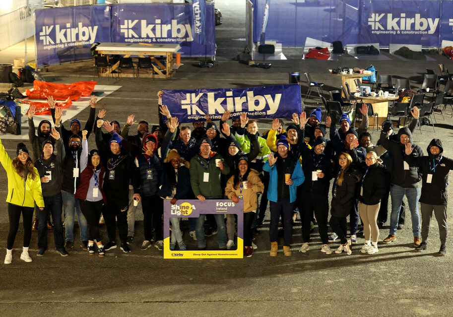 Over 40 members of the Kirby team took to sleeping out for the night in support of the Focus Ireland #ShineALight event. Collectively our team raised almost €34,000 for homeless services across Ireland.